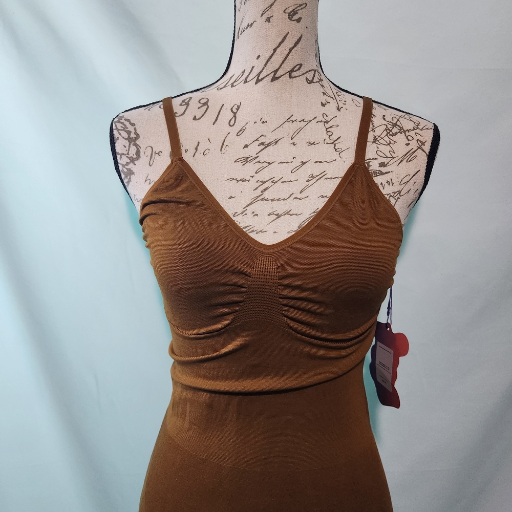 Yitty Camel Brown Body Hugger Bodycon Maxi Dress. NWT. Size Large. Shaping.
